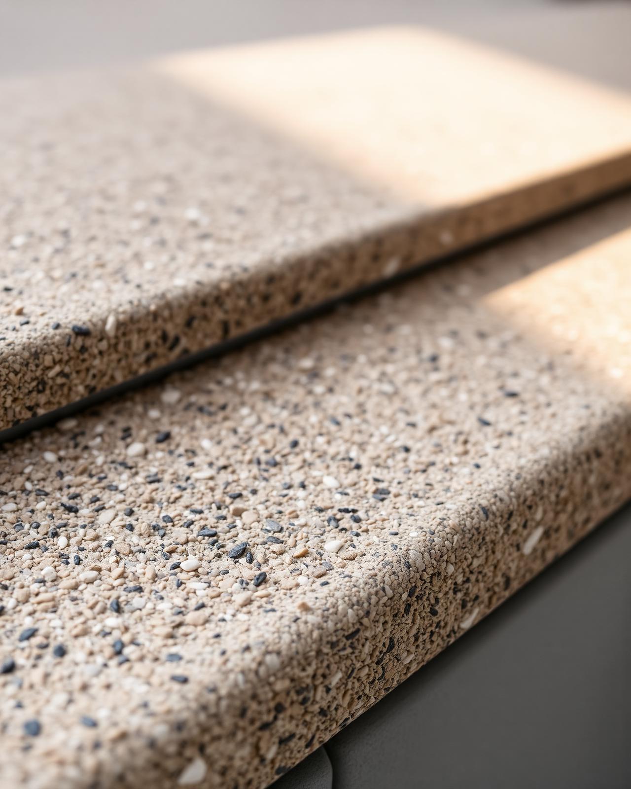Close-up of premium permeable stone concrete coating texture